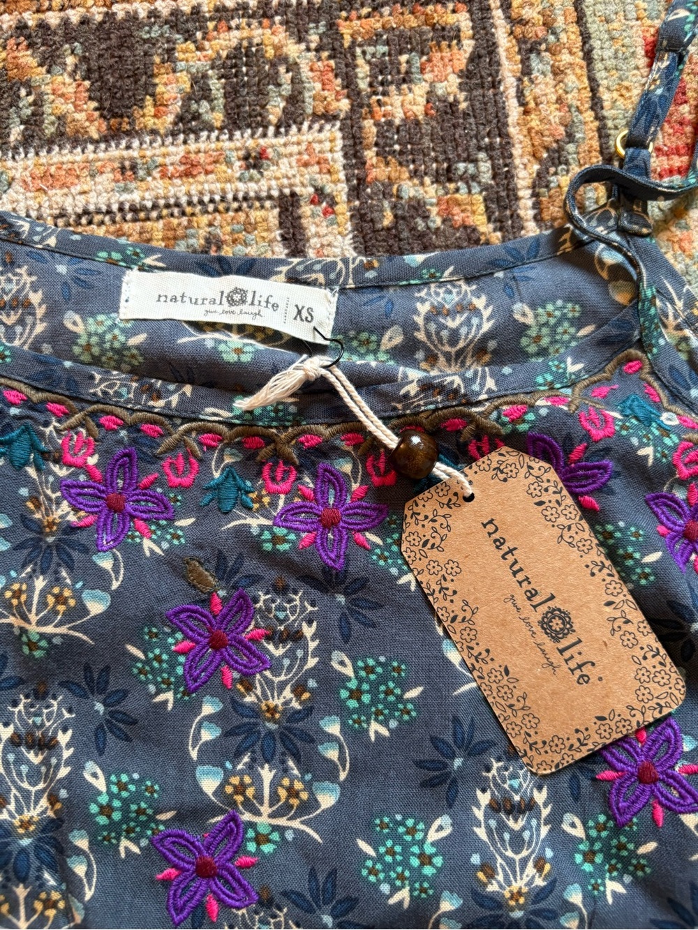 NWT | NATURAL LIFE | Sara Embroidered Floral Dress | XS - Picture 3 of 7